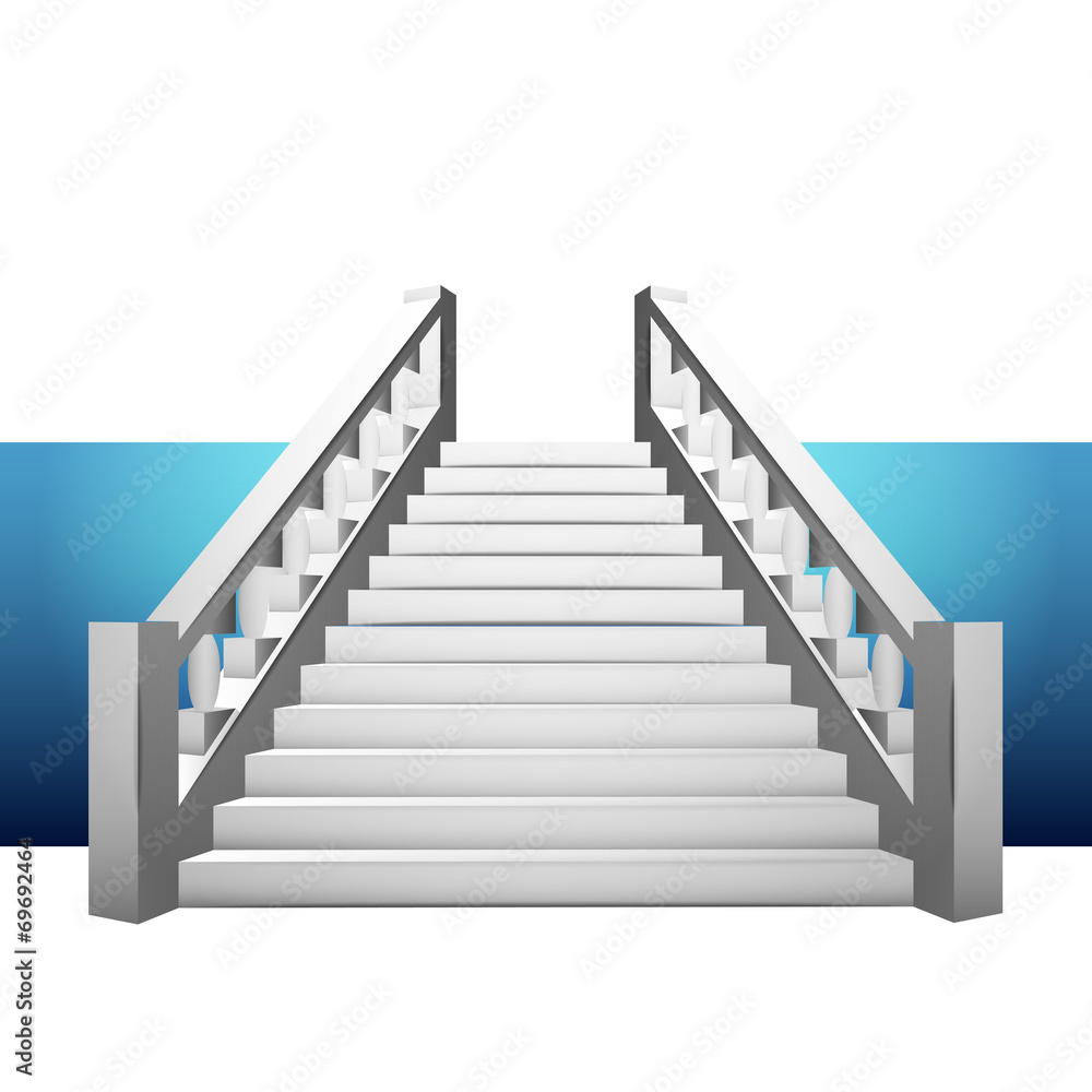 baroque staircase with balustrade on blue strip baroque staircase with balustrade on blue strip