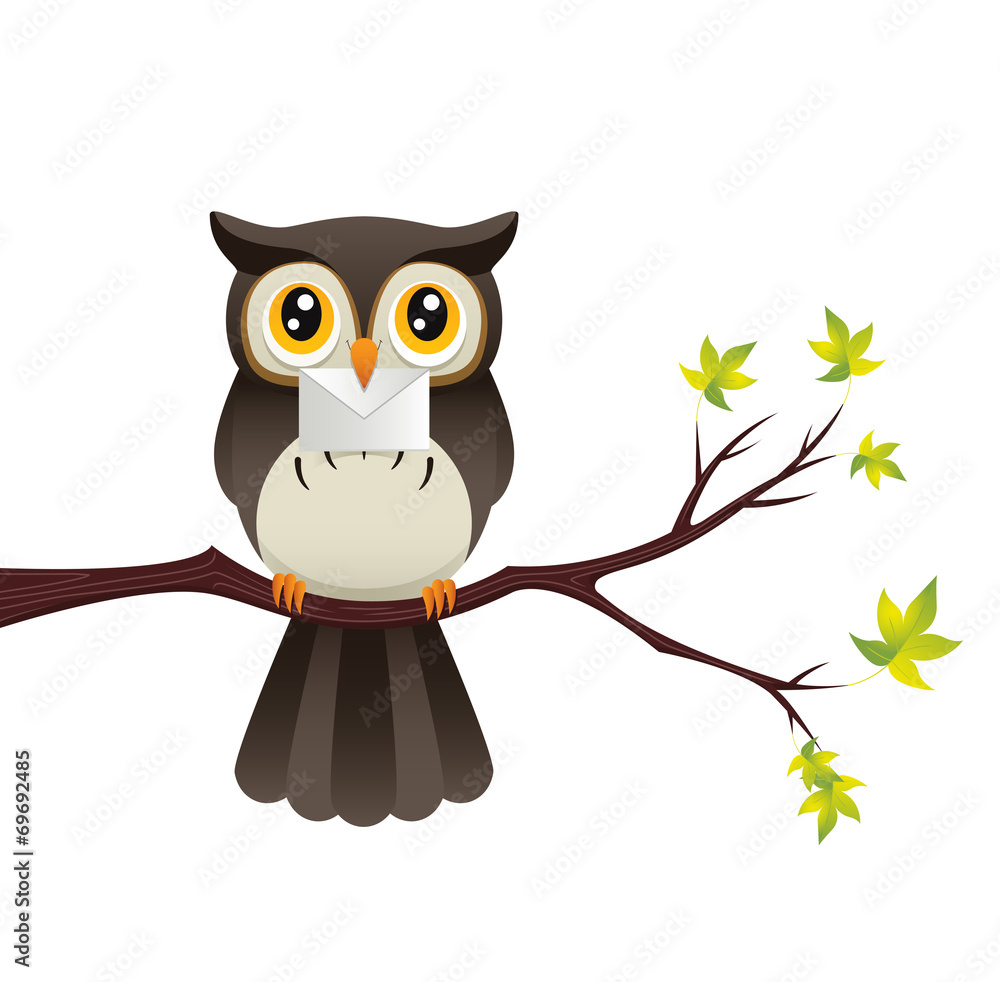 Obraz premium Owl With A Letter