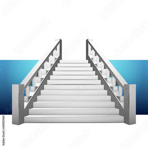 baroque staircase with balustrade on blue strip