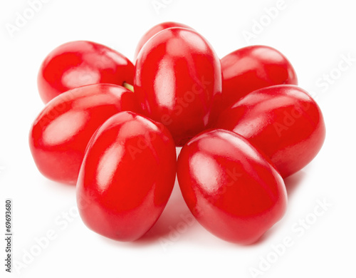 red cornels isolated on the white background