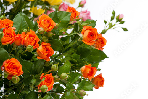 Close-up of a beautiful bouquet of orange roses. 