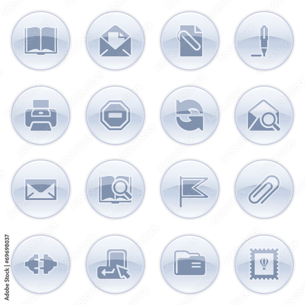 Email icons on blue buttons. Email icons on blue buttons.