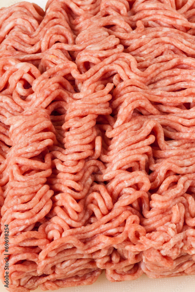 Block of commercial beef mince from a store Block of commercial beef mince from a store