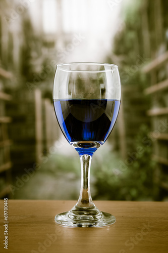 glass with blue liquor