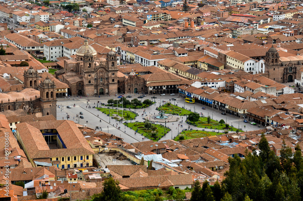 View over Plaza de Armas in Cusco, Peru