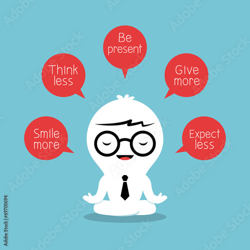 businessman meditating with positive thinking concept