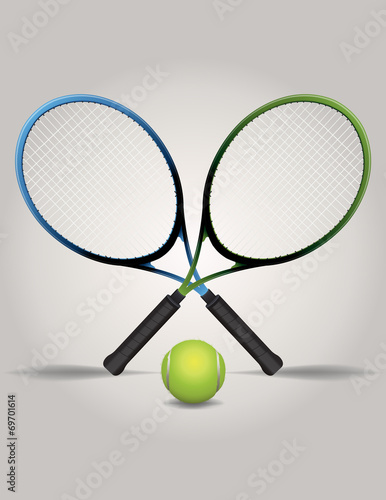 Tennis Racquets and Ball Illustration