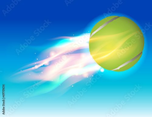 Tennis Ball Fire in Sky Illustration