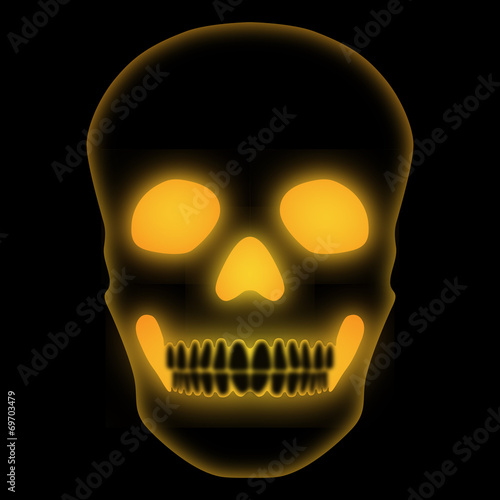 Totenschädel, Totenkopf, schwarz, orange, glühend, Vektor