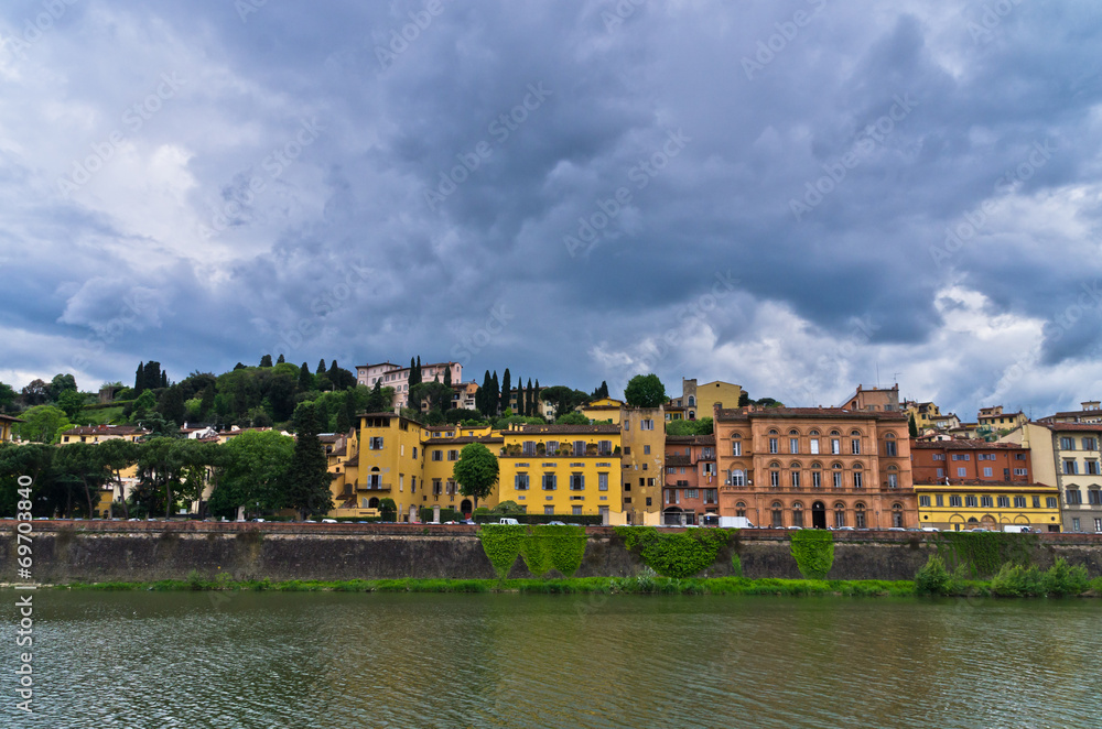 Florence architecture along banks of river Arno, Tuscany