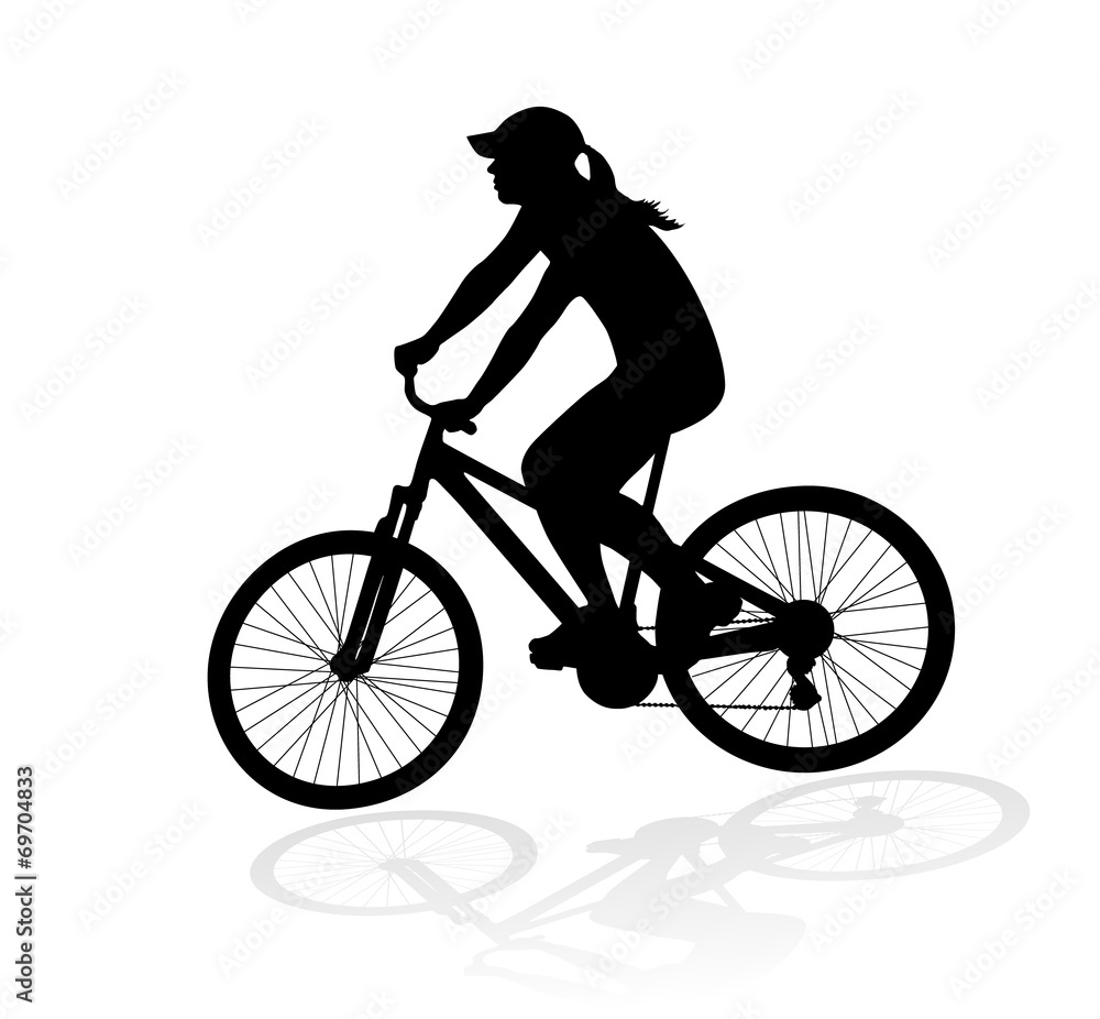 Fototapeta premium cyclist woman silhouette