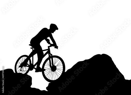 cyclist silhouette extreme biking