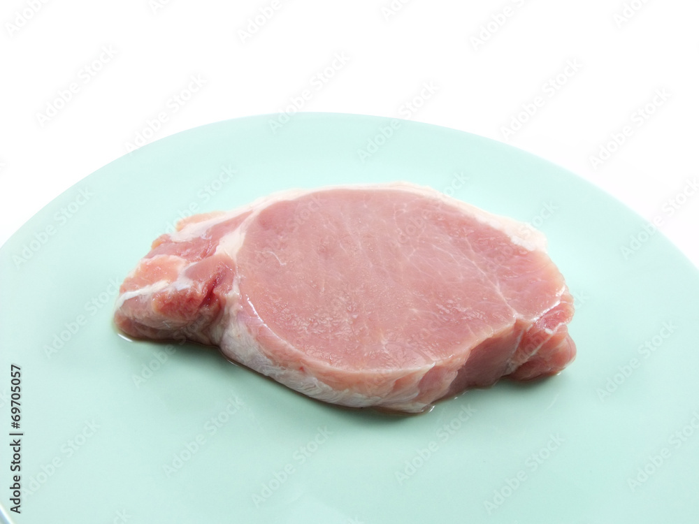 fresh raw meat on green dish background fresh raw meat on green dish background
