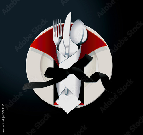 Vector illustrator of Halloween table setting. Dracula concept