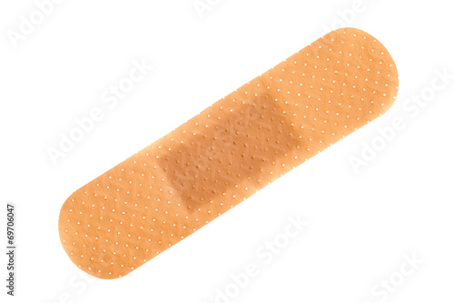 Single plastic adhestive bandage on white background