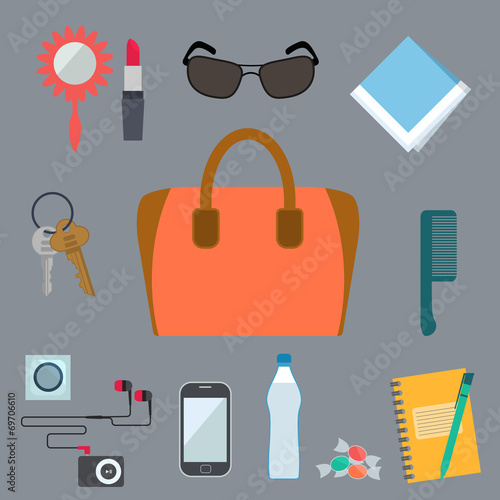 Flat design woman’s  purse