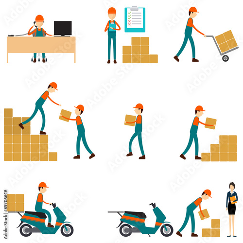 vector character logistic and shipping business teamwork