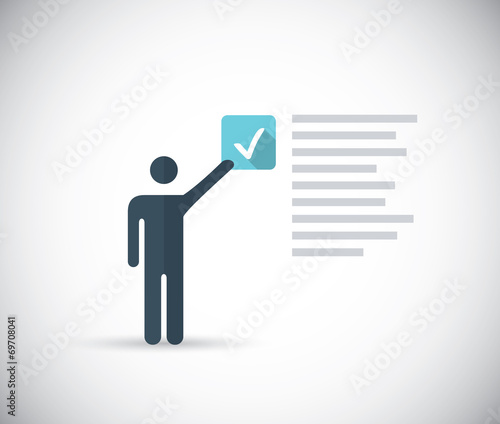 Illustration man taking internet survey for money or checklist