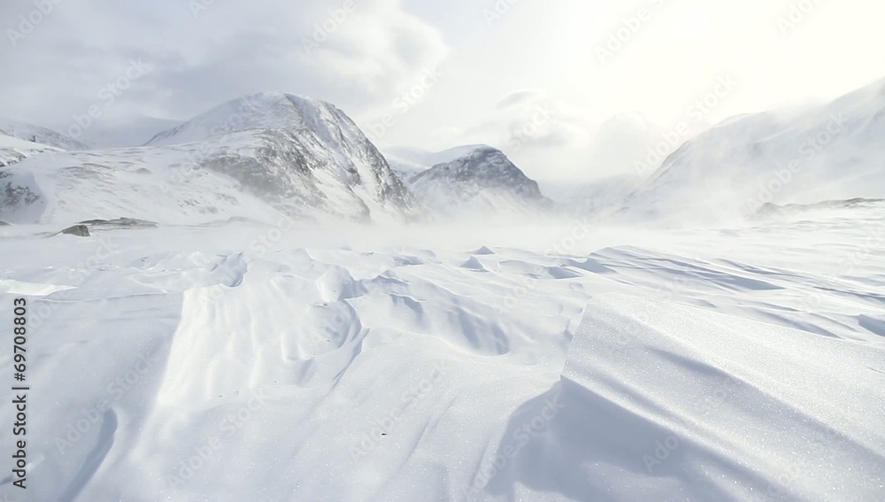 Snow and wind in the arctic mountains Snow and wind in the arctic mountains