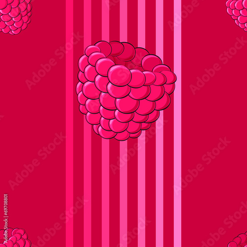 Raspberries. Seamless pattern with raspberries