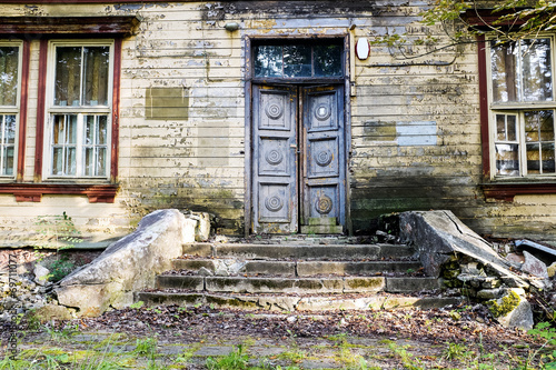 old wooden door and staircase in a Jurmala house photo