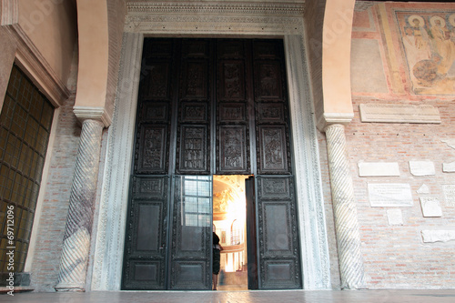 central doorway of Saint Sabina Basilica in Rome photo