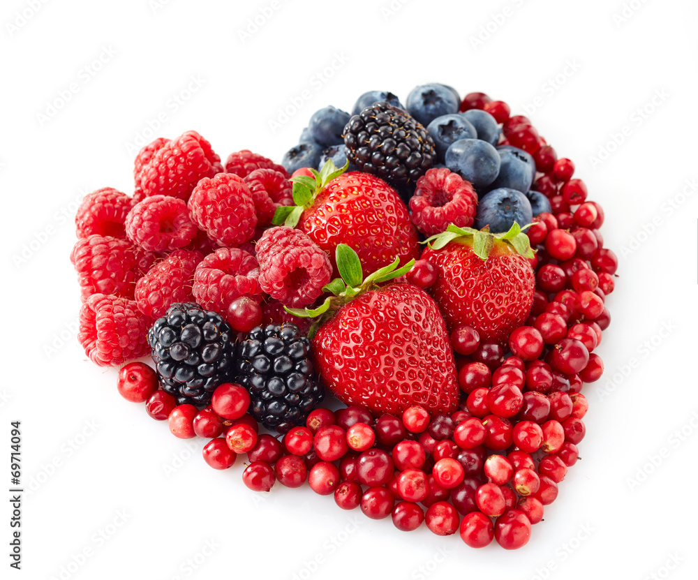 heart shape of fresh berries heart shape of fresh berries