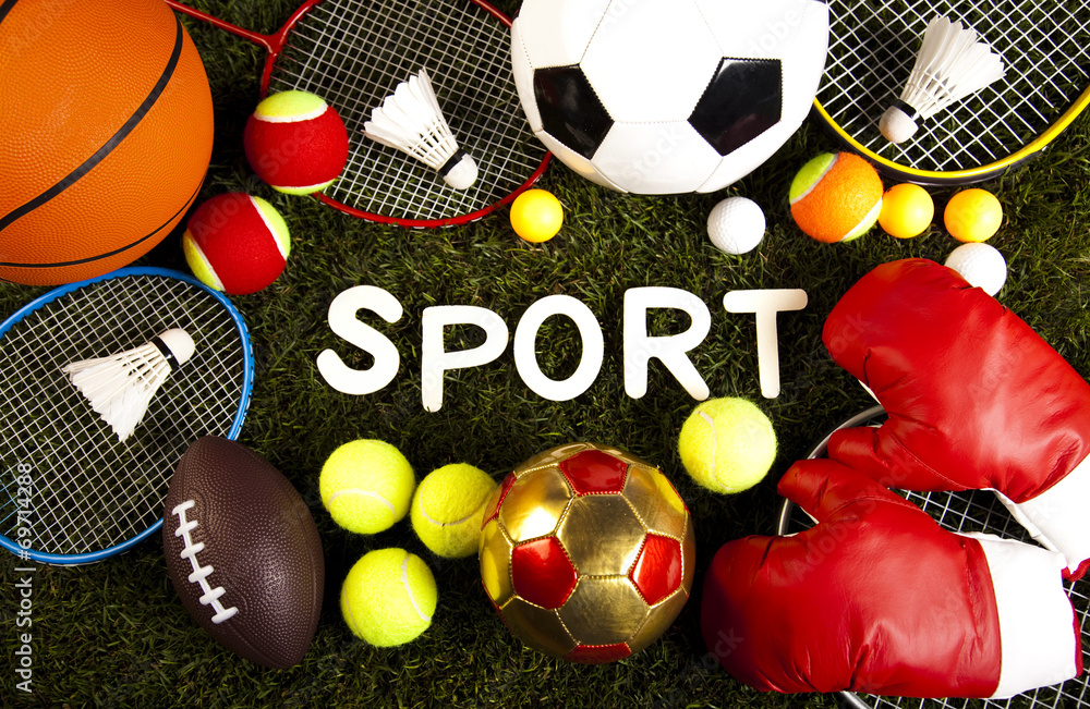Group of sports equipment 