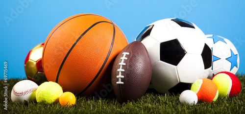  Assorted sports equipment and grass