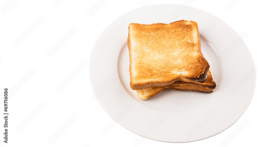 Bread toast over white background 