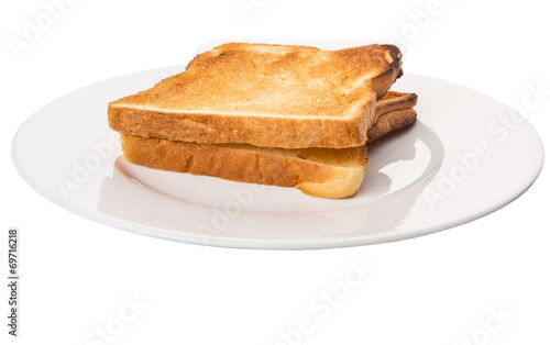 Bread toast over white background 