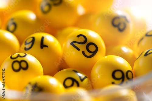 Background of yellow balls with bingo numbers