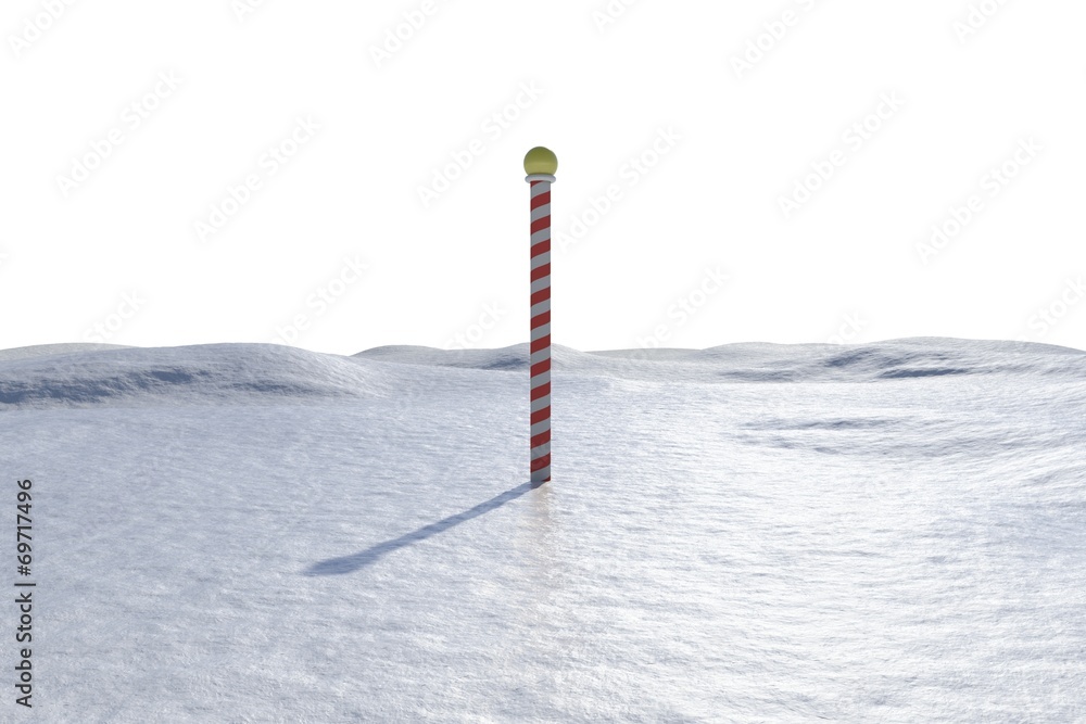 Digitally generated snowy landscape with pole Digitally generated snowy landscape with pole