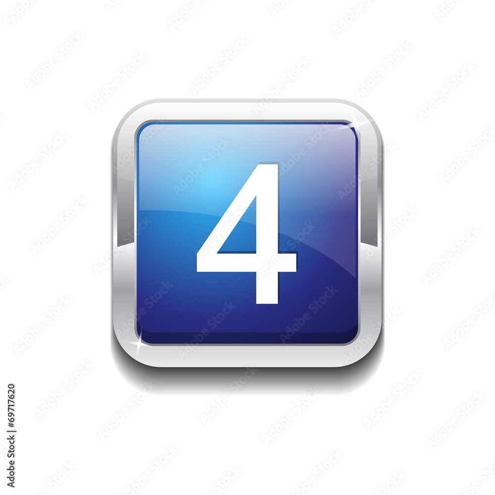 4 Number Rounded Corner Vector Blue Web Icon Button 4 Number Rounded Corner Vector Blue Web Icon Button