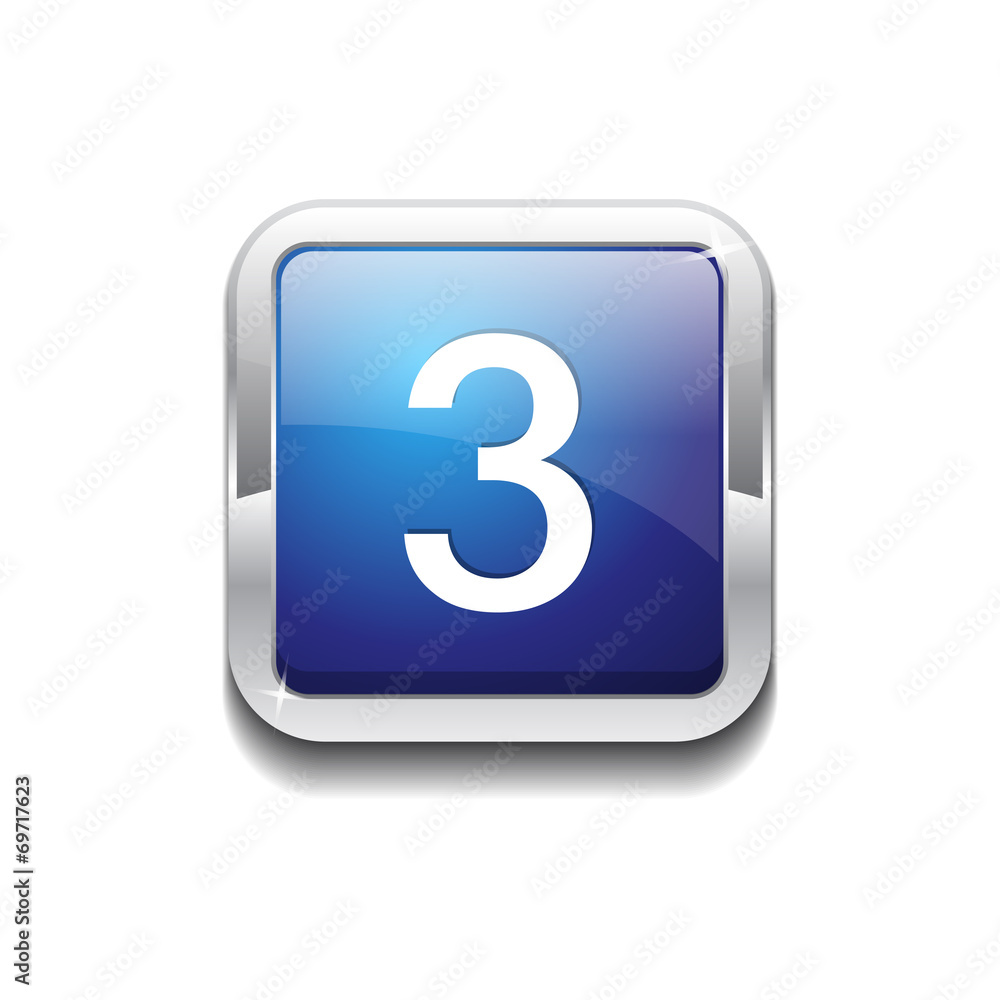 3 Number Rounded Corner Vector Blue Web Icon Button 3 Number Rounded Corner Vector Blue Web Icon Button