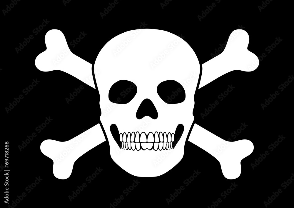 Piratenflagge, Freibeuter, Totenkopf, Knochen, schwarz Stock