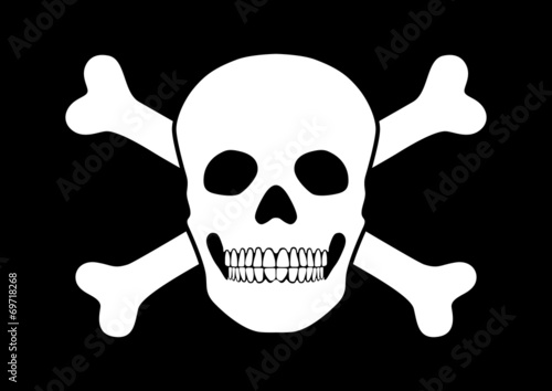 Piratenflagge, Freibeuter, Totenkopf, Knochen, schwarz