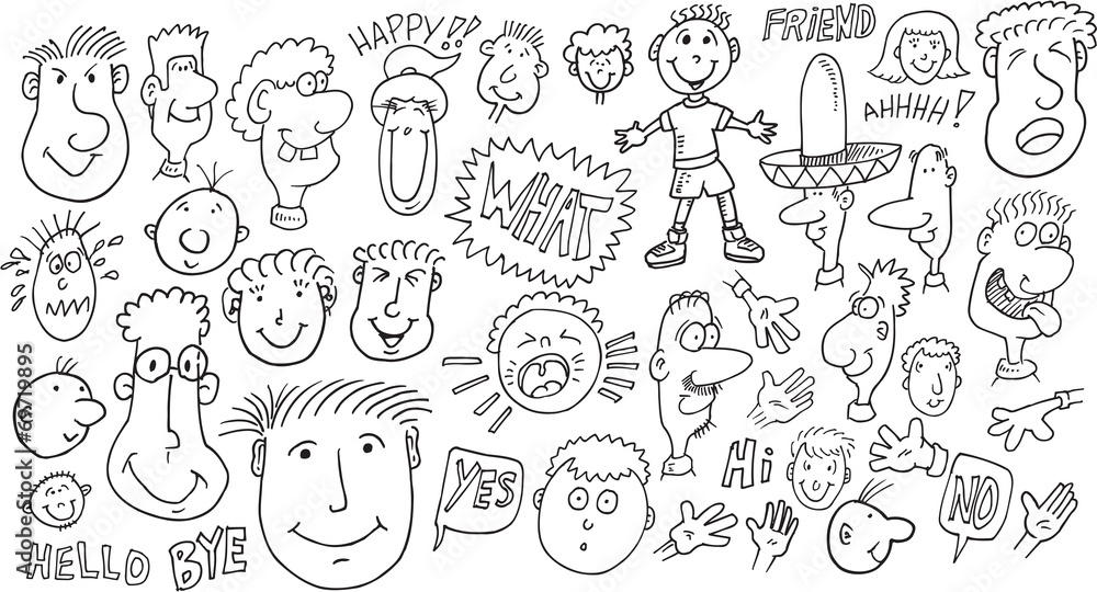 People Doodles Vector Illustration Set