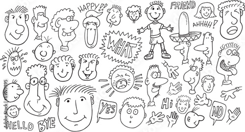 People Doodles Vector Illustration Set