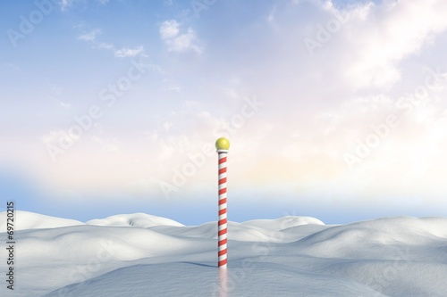 Snowy land scape with pole