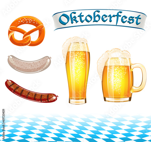 Set of Oktoberfest food and design elements