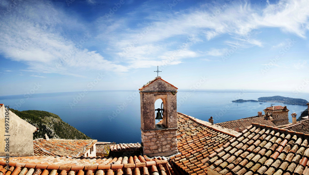 cote d'azur roofs with sea view