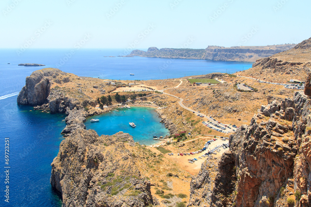 Obraz premium Paulusbucht in Lindos auf Rhodos