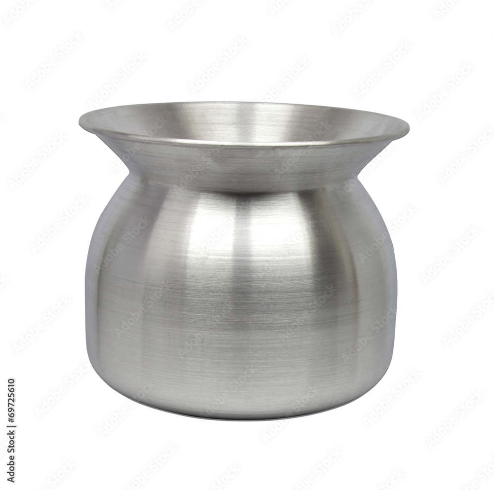 Stainless pot for sticky rice cooking on white background. Stainless pot for sticky rice cooking on white background.