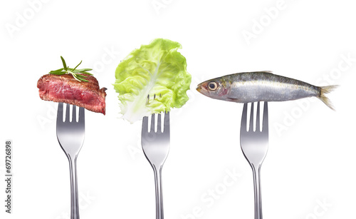 Fisch,Fleisch,Salat