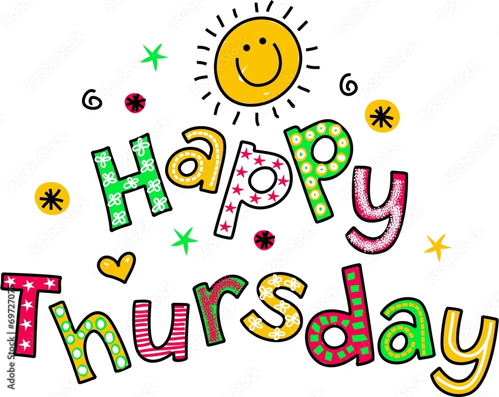 Happy Thursday Cartoon Text Clipart