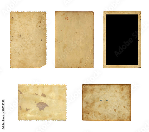 Set of old photo paper texture isolated on white background