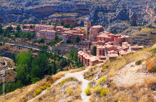 spanish mountains town in sunny day. Albarracin