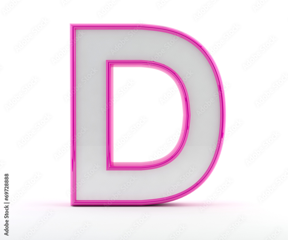 3D letter with glossy pink outline - Letter D 3D letter with glossy pink outline - Letter D
