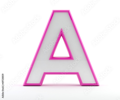 3D letter with glossy pink outline - Letter A